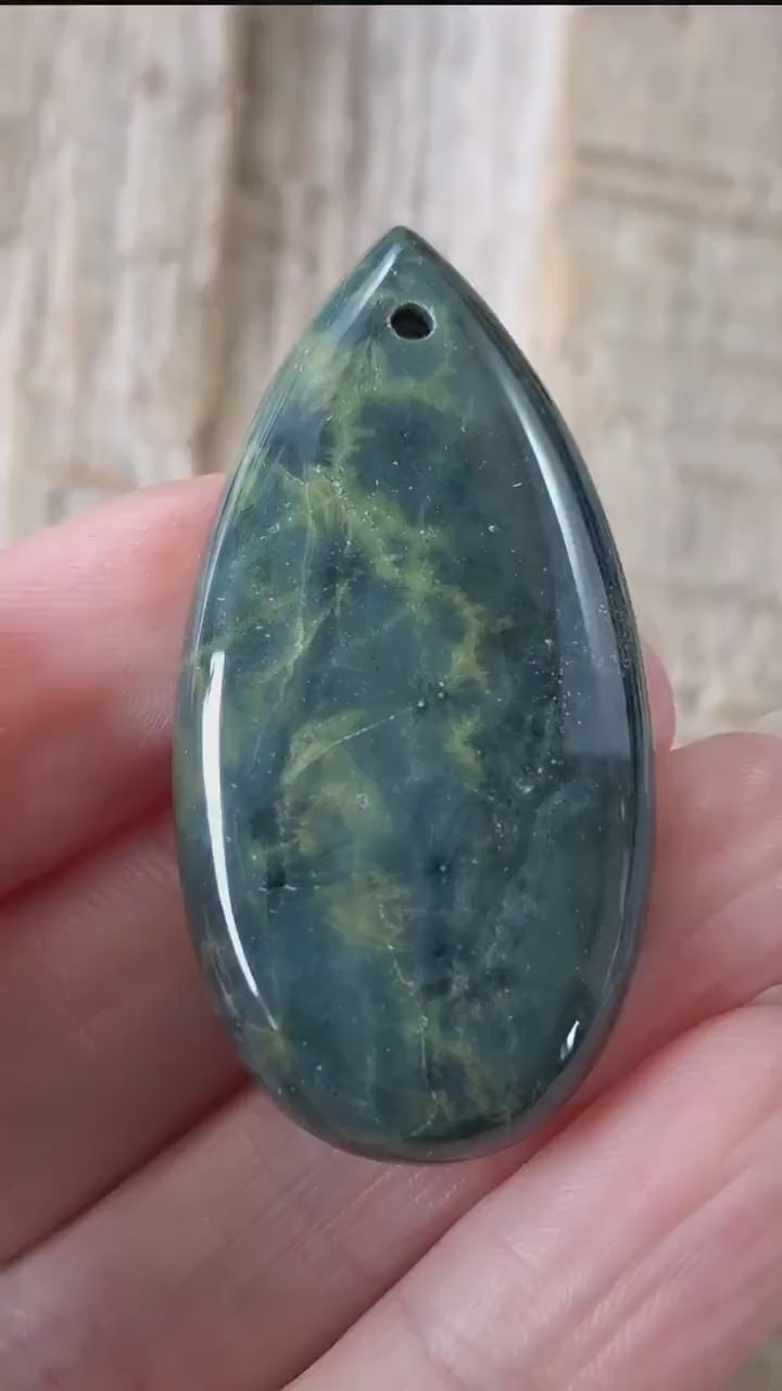 Ocean Jasper Teardrop Pendant 46x23mm, Top Drilled Cabochon, Semi Precious Gemstone, Loose Stone Focal Bead, Jewellery Making Supplies UK H3