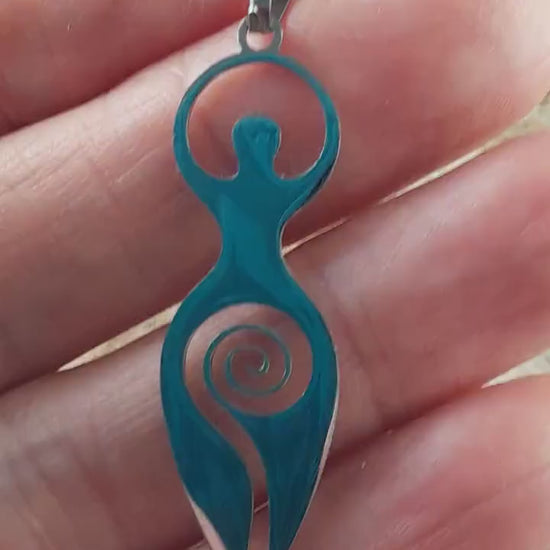 Pagan Goddess Charms Pendants, 45x12mm Stainless Steel Wiccan Fertility Spiral Goddess, Celtic Gothic Druid, Jewelry Making Supplies UK