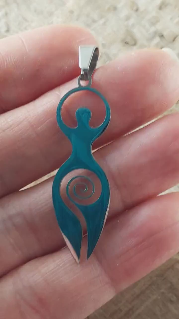 Pagan Goddess Charms Pendants, 45x12mm Stainless Steel Wiccan Fertility Spiral Goddess, Celtic Gothic Druid, Jewelry Making Supplies UK