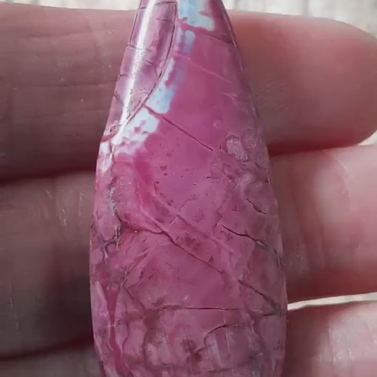 Pink Agate Teardrop Pendant 49x19mm, Semi Precious Gemstone, Statement Pendant, Loose Stone, UK Jewelry Making Supplies, A1