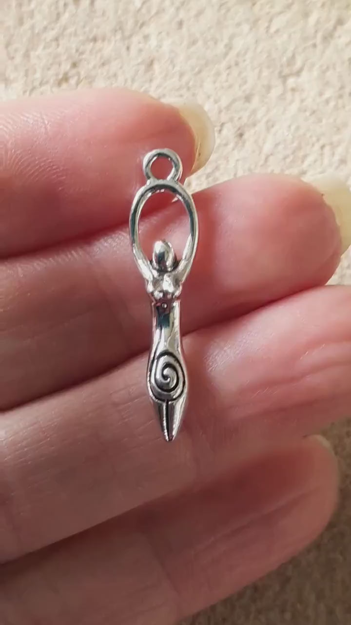 5 x 3D Solid Pagan Goddess Charms Pendants, Silver Wiccan Charms, 25x4mm Fertility Spiral Goddess, Celtic Gothic Druid, Jewelry Supplies UK