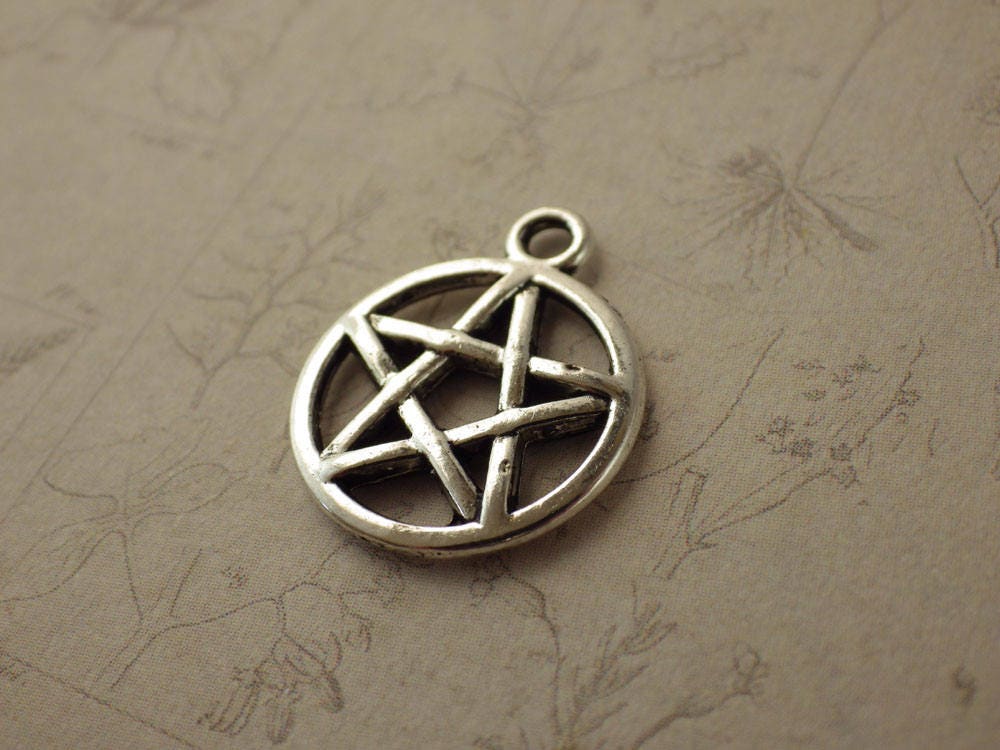 8 x Mixed Pagan Bracelet Charms, Wiccan Silver Pendants, Pentacle Goddess Chalice Athame Tree Book Of Shadows, Jewelry Making Supplies UK