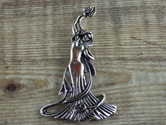 Large Pagan Goddess Pendant, 70x42mm Silver Wiccan Celtic Charm, Jewelry Making Supplies, UK Seller