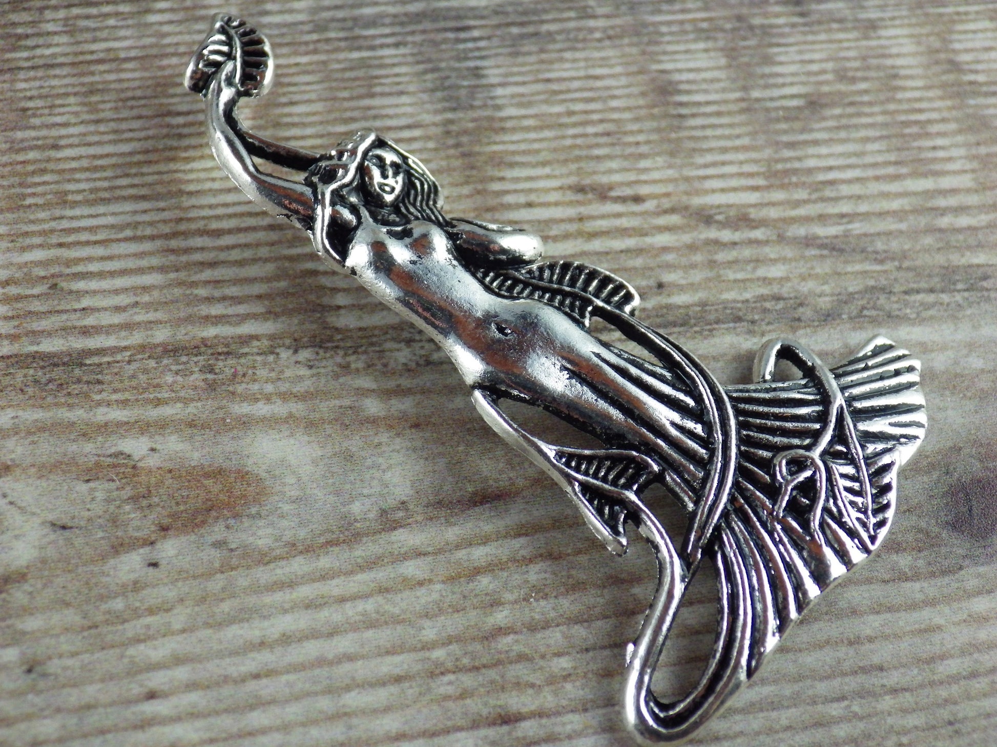 Large Pagan Goddess Pendant, 70x42mm Silver Wiccan Celtic Charm, Jewelry Making Supplies, UK Seller