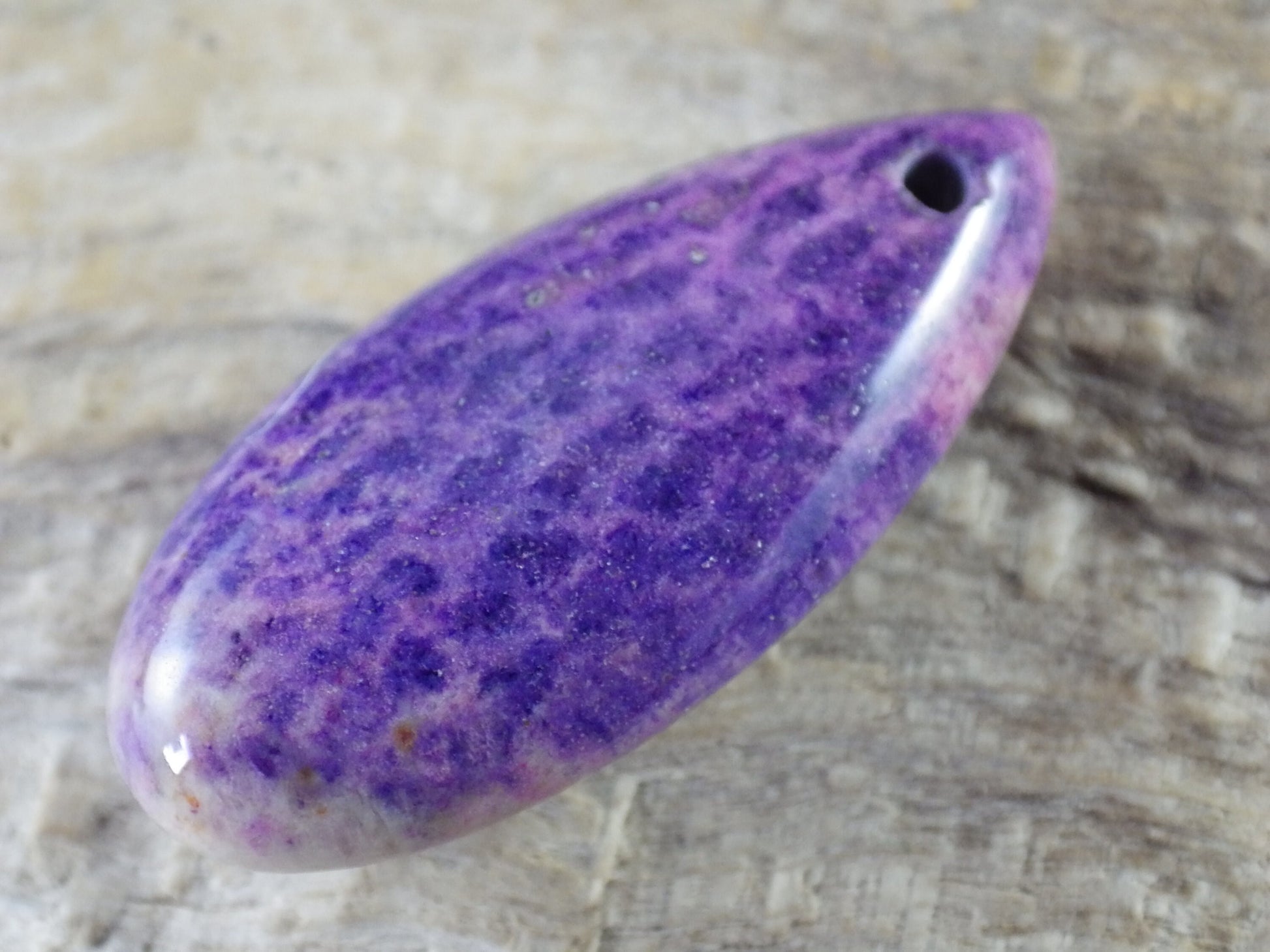 Lilac Purple Fossil Coral Jasper Pendant 35x16mm, Teardrop Semi Precious Gemstone, Loose Designers Stone, UK Jewelry Making Supplies 03
