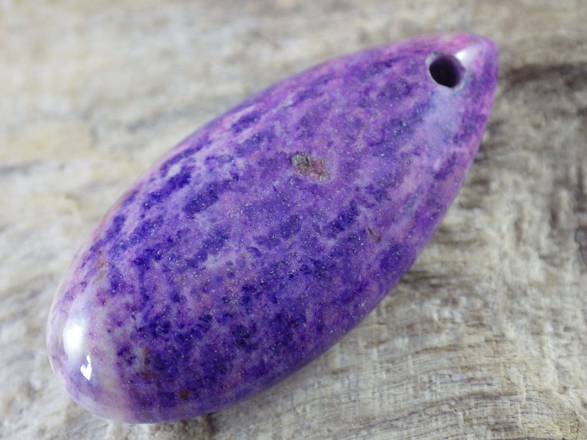Lilac Purple Fossil Coral Jasper Pendant 35x16mm, Teardrop Semi Precious Gemstone, Loose Designers Stone, UK Jewelry Making Supplies 03