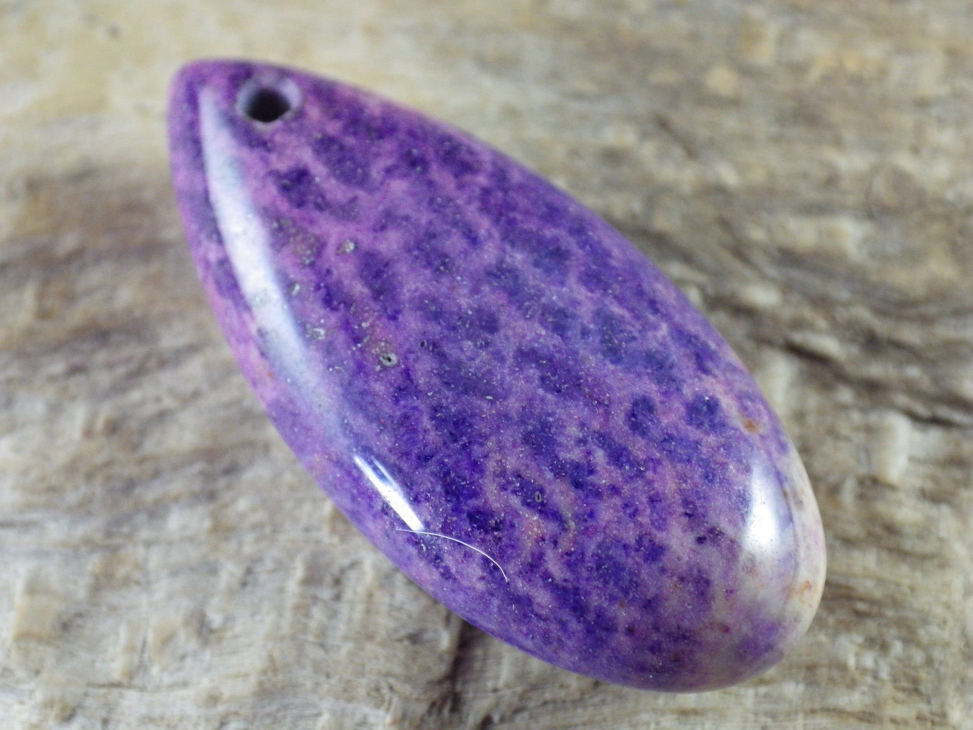 Lilac Purple Fossil Coral Jasper Pendant 35x16mm, Teardrop Semi Precious Gemstone, Loose Designers Stone, UK Jewelry Making Supplies 03