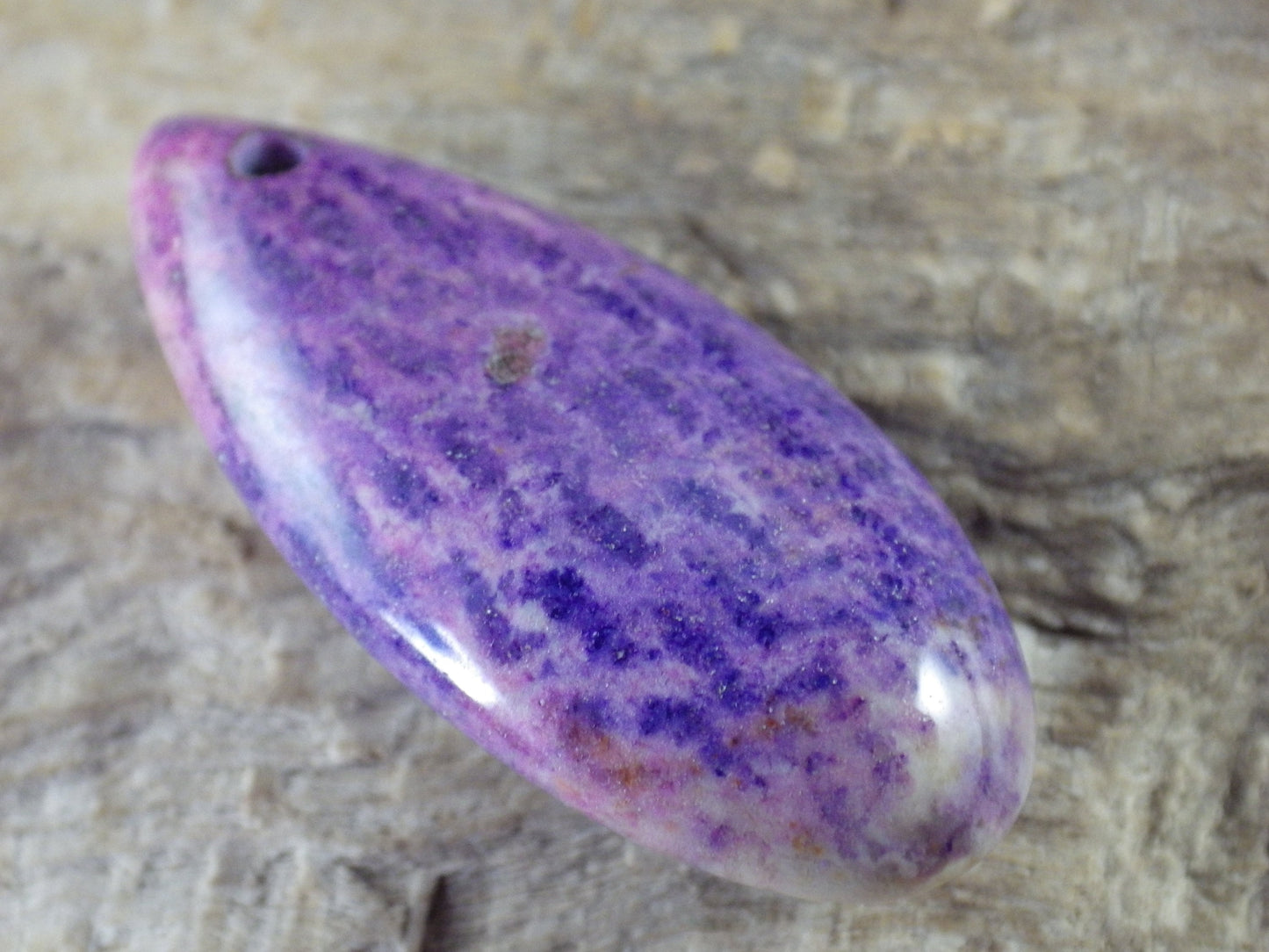 Lilac Purple Fossil Coral Jasper Pendant 35x16mm, Teardrop Semi Precious Gemstone, Loose Designers Stone, UK Jewelry Making Supplies 03