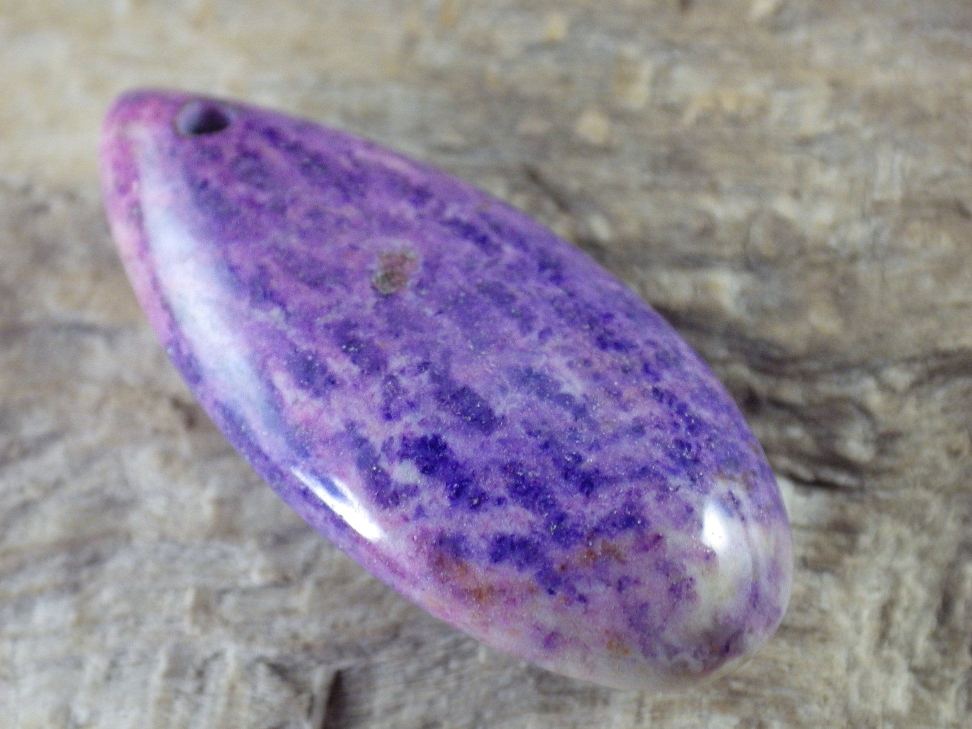 Lilac Purple Fossil Coral Jasper Pendant 35x16mm, Teardrop Semi Precious Gemstone, Loose Designers Stone, UK Jewelry Making Supplies 03