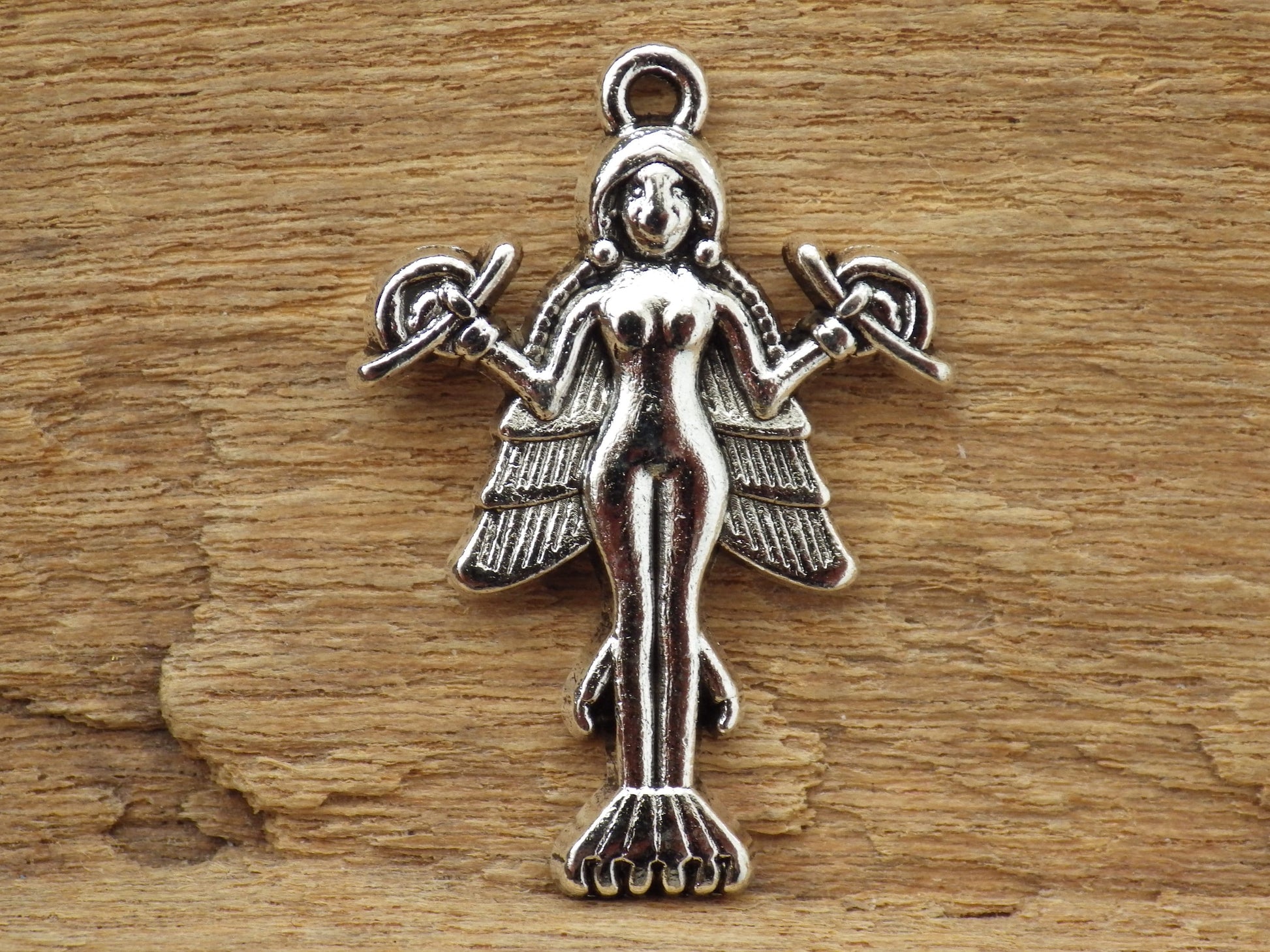 Goddess Lilith Silver Pagan Pendant 29x20mm, Wiccan Fantasy Bracelet Charm, Fairy Pendant, Jewelry Making Supplies, UK Seller