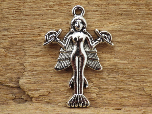 Goddess Lilith Silver Pagan Pendant 29x20mm, Wiccan Fantasy Bracelet Charm, Fairy Pendant, Jewelry Making Supplies, UK Seller