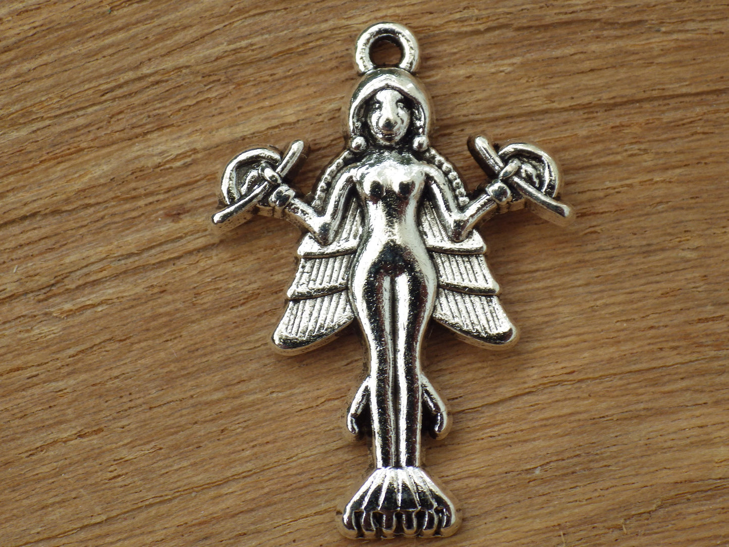 Goddess Lilith Silver Pagan Pendant 29x20mm, Wiccan Fantasy Bracelet Charm, Fairy Pendant, Jewelry Making Supplies, UK Seller