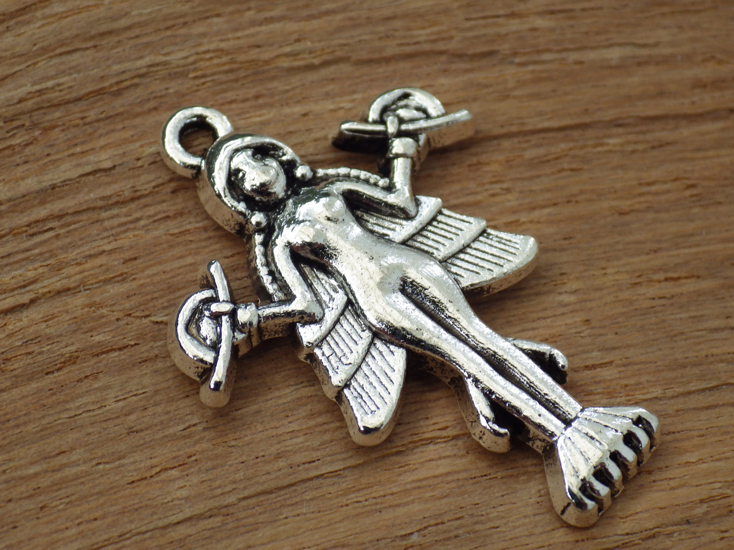 Goddess Lilith Silver Pagan Pendant 29x20mm, Wiccan Fantasy Bracelet Charm, Fairy Pendant, Jewelry Making Supplies, UK Seller