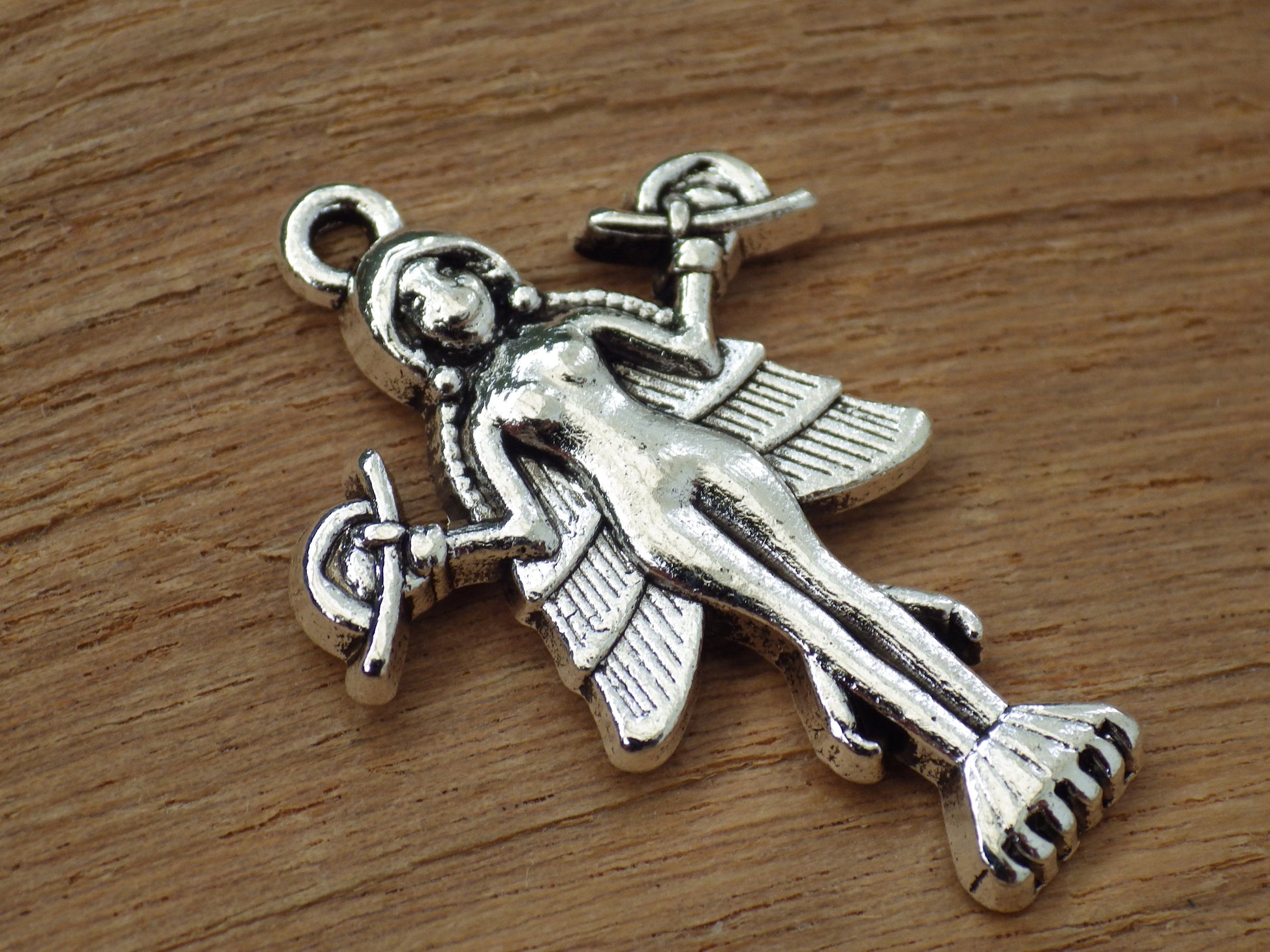 Goddess Lilith Silver Pagan Pendant 29x20mm, Wiccan Fantasy Bracelet Charm, Fairy Pendant, Jewelry Making Supplies, UK Seller
