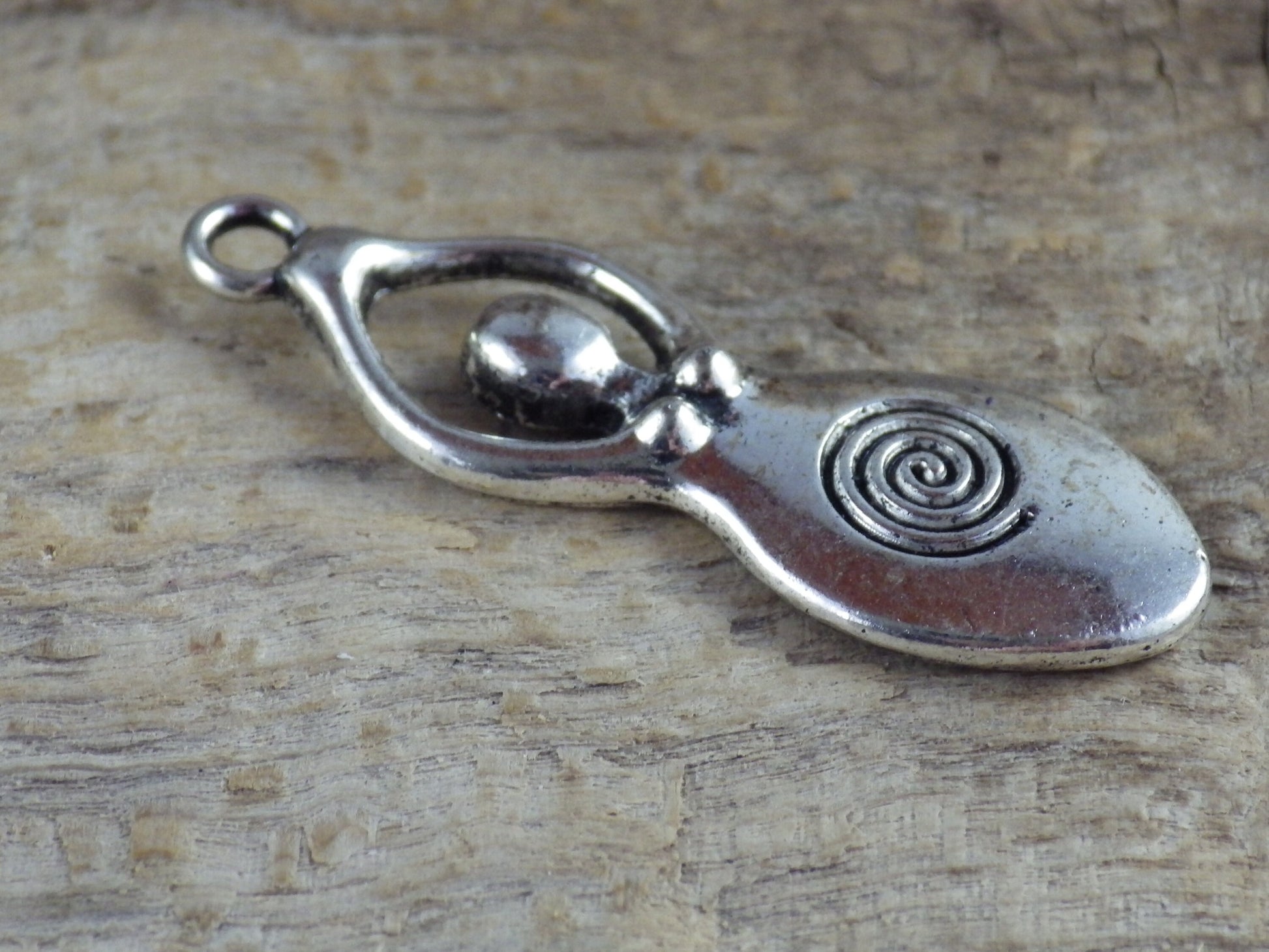 Pagan Goddess Charms Pendants, 40x13mm Silver Wiccan Charms, Fertility Spiral Goddess, Celtic Gothic Druid, Jewelry Making Supplies UK