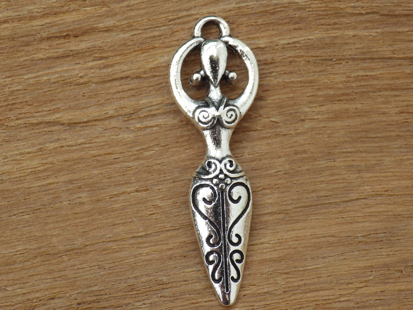 Pagan Goddess Charms Pendants, 31x10mm Silver Wiccan Charms, Fertility Goddess, Celtic Gothic Druid, Jewelry Making Supplies UK