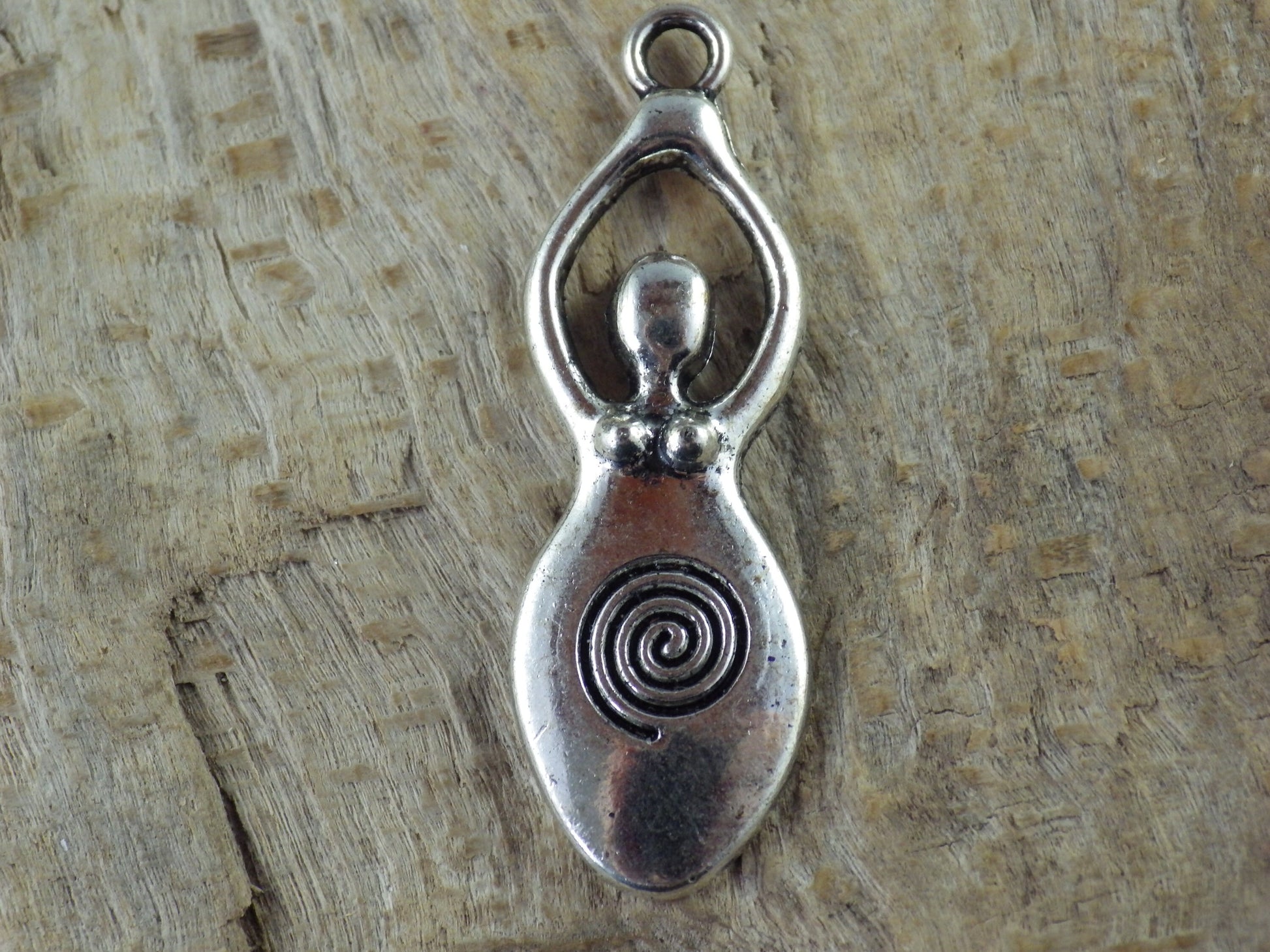 Pagan Goddess Charms Pendants, 40x13mm Silver Wiccan Charms, Fertility Spiral Goddess, Celtic Gothic Druid, Jewelry Making Supplies UK