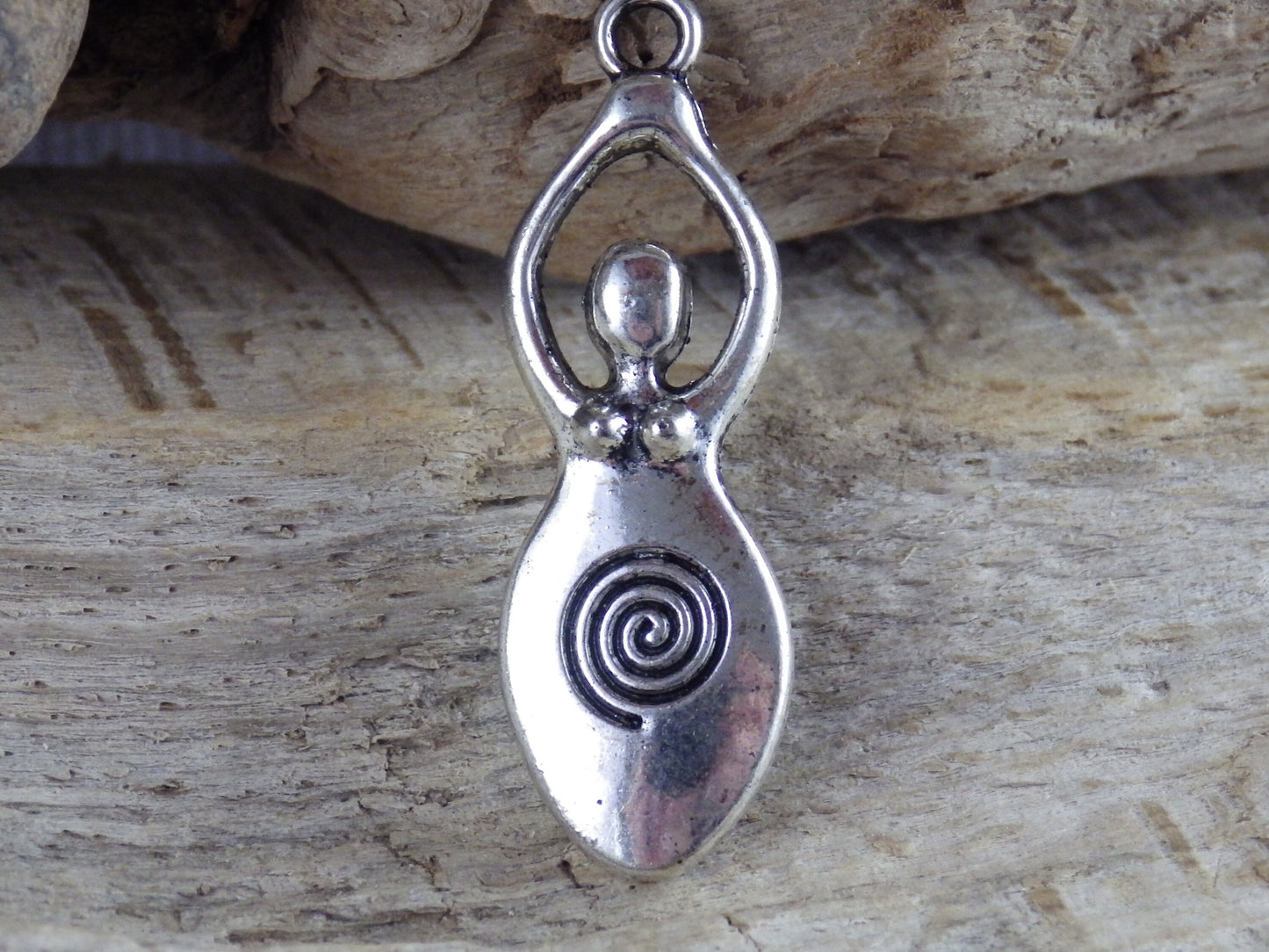 Pagan Goddess Charms Pendants, 40x13mm Silver Wiccan Charms, Fertility Spiral Goddess, Celtic Gothic Druid, Jewelry Making Supplies UK