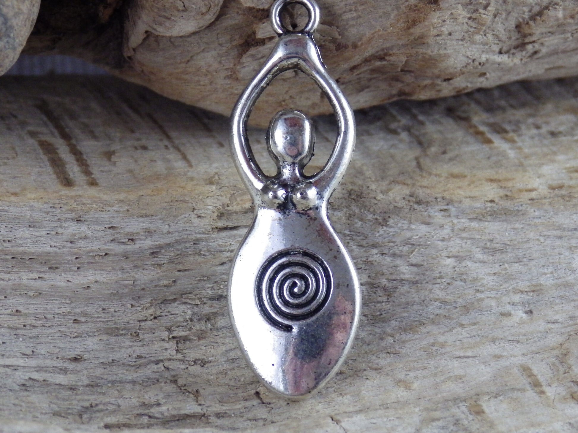 Pagan Goddess Charms Pendants, 40x13mm Silver Wiccan Charms, Fertility Spiral Goddess, Celtic Gothic Druid, Jewelry Making Supplies UK