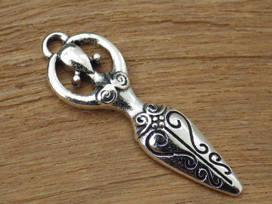 Pagan Goddess Charms Pendants, 31x10mm Silver Wiccan Charms, Fertility Goddess, Celtic Gothic Druid, Jewelry Making Supplies UK