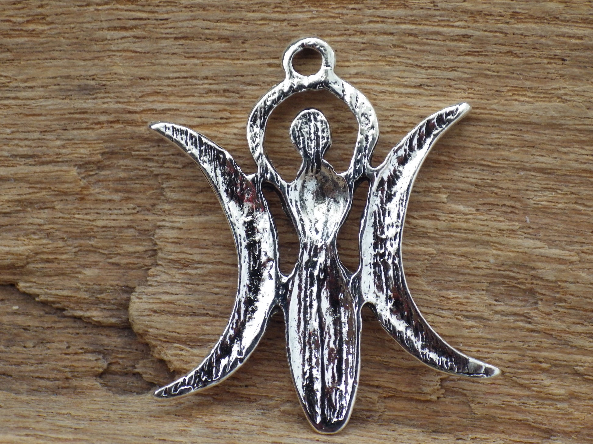 Triple Moon Goddess Charms Pendants, 28x24mm Silver Wiccan Pagan Bracelet Earring Charms, Celtic Spiral Goddess, Jewelry Making Supplies UK
