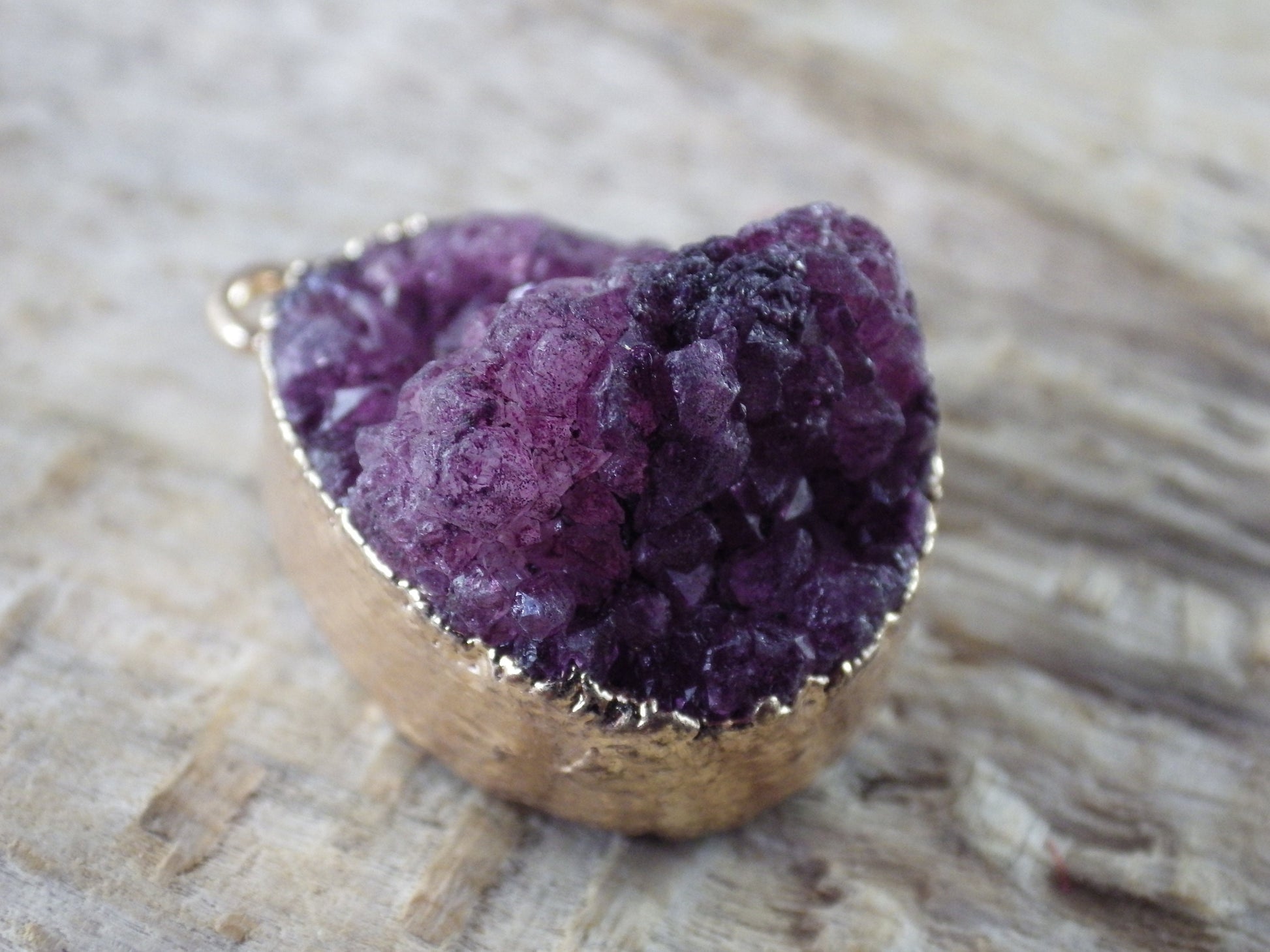 Purple Druzy Quartz Geode Crystal Teardrop Pendant, 24x15mm Semi Precious Gemstone, Flat Back Loose Stone, Jewelry Making Supplies, UK T4
