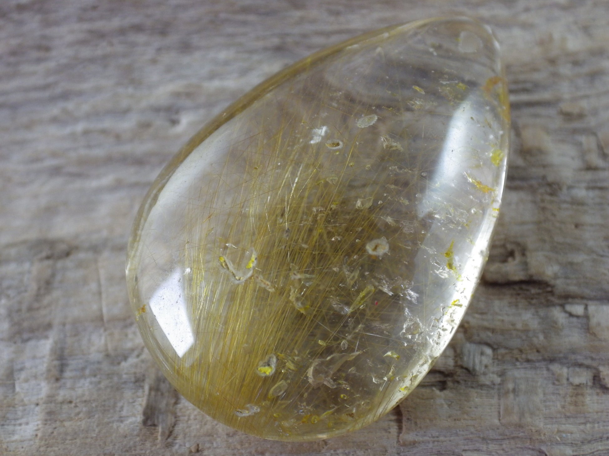 Golden Rutilated Quartz Teardrop Pendant, 33x20mm, Semi Precious Gemstone, Loose Designers Stone, Jewelry Supplies UK #07