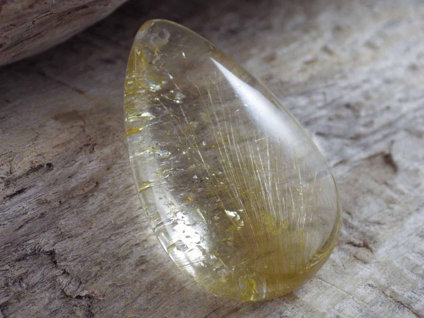 Golden Rutilated Quartz Teardrop Pendant, 33x20mm, Semi Precious Gemstone, Loose Designers Stone, Jewelry Supplies UK #07