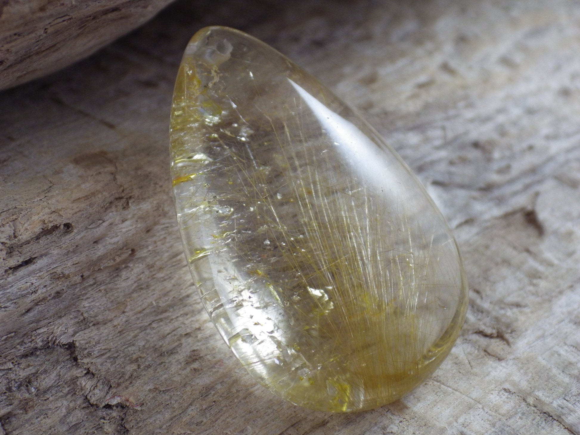 Golden Rutilated Quartz Teardrop Pendant, 33x20mm, Semi Precious Gemstone, Loose Designers Stone, Jewelry Supplies UK #07