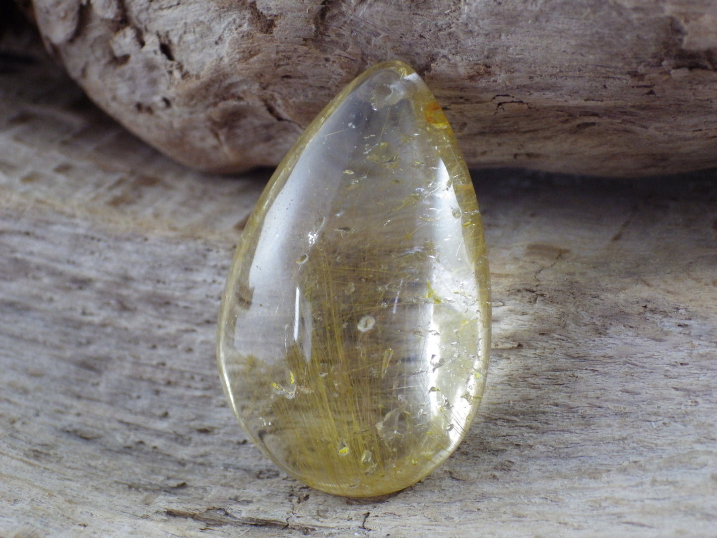 Golden Rutilated Quartz Teardrop Pendant, 33x20mm, Semi Precious Gemstone, Loose Designers Stone, Jewelry Supplies UK #07