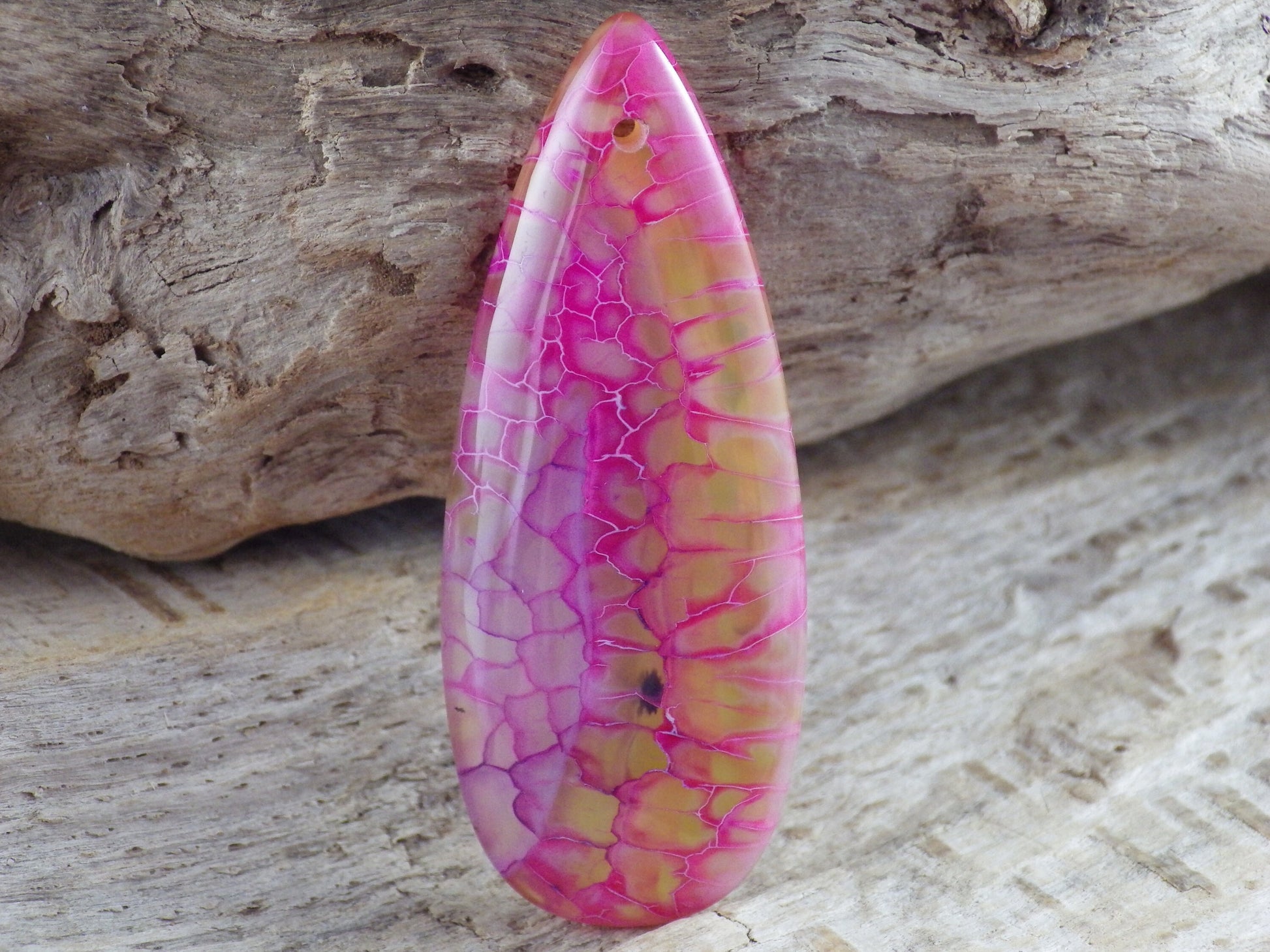 Pink Dragons Vein Agate Teardrop Pendant, 50x20mm, Semi Precious Gemstone, Loose Designers Stone, Jewellery Making Supplies L4