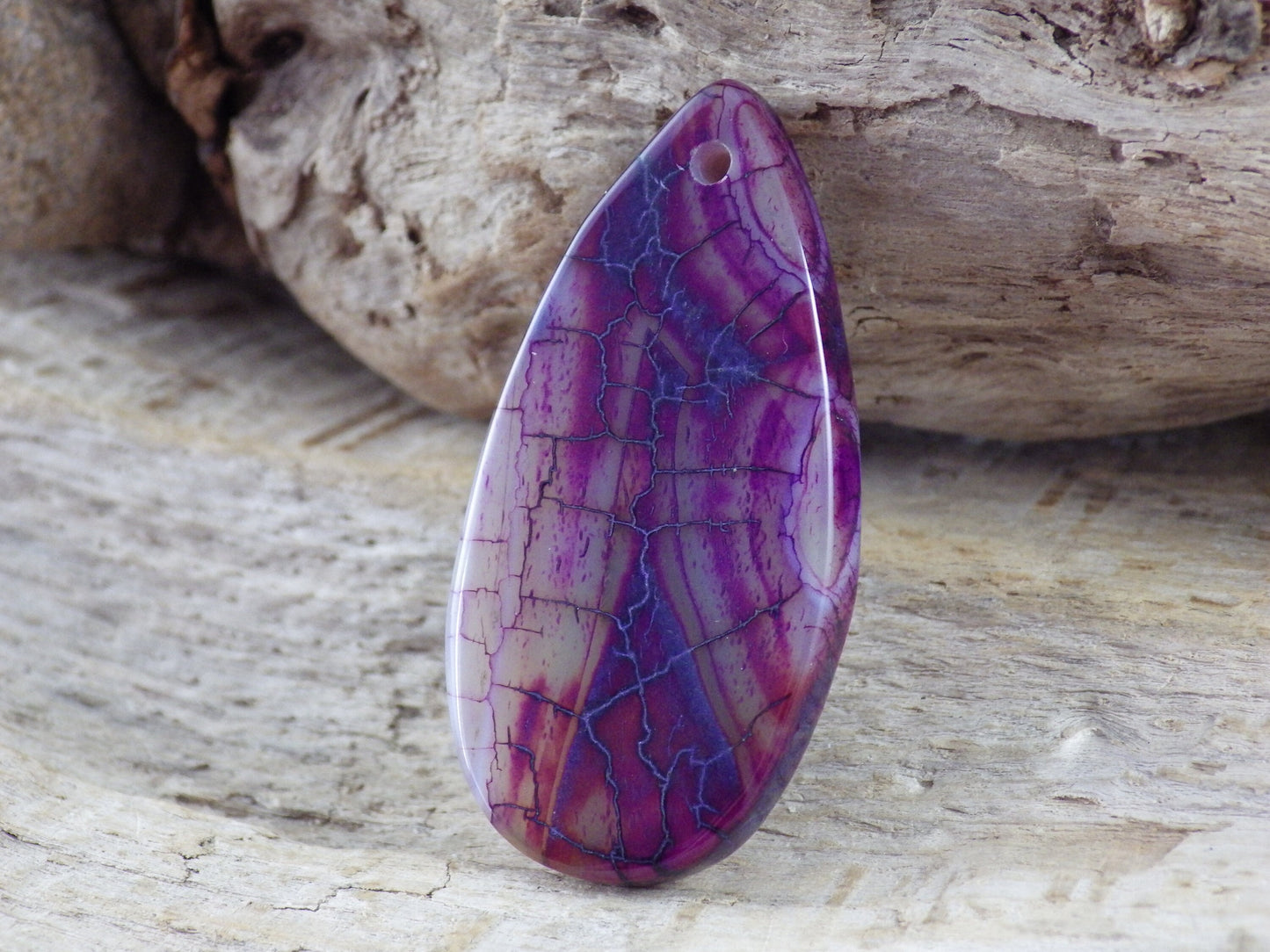 Dragons Vein Agate Pendant 43x22mm, Semi Precious Gemstone, Flat Backed Teardrop, Designer Focal, Jewellery Making Supplies, UK Seller L4