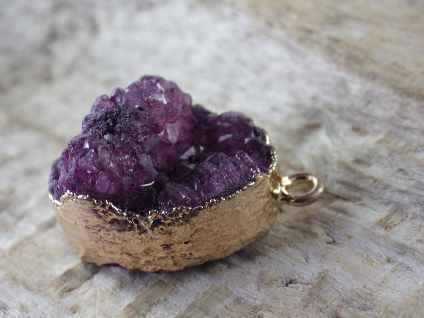 Purple Druzy Quartz Geode Crystal Teardrop Pendant, 24x15mm Semi Precious Gemstone, Flat Back Loose Stone, Jewelry Making Supplies, UK T4
