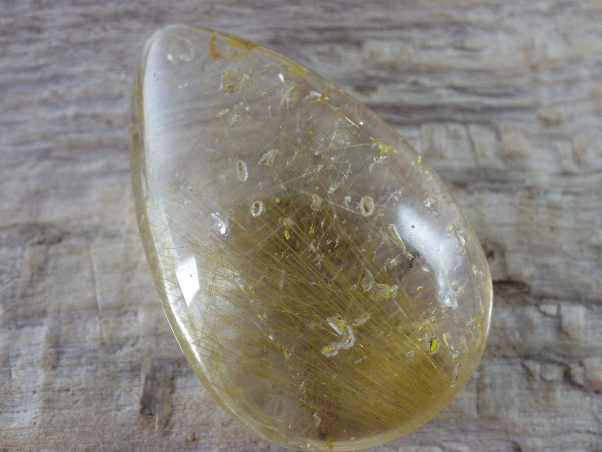Golden Rutilated Quartz Teardrop Pendant, 33x20mm, Semi Precious Gemstone, Loose Designers Stone, Jewelry Supplies UK #07
