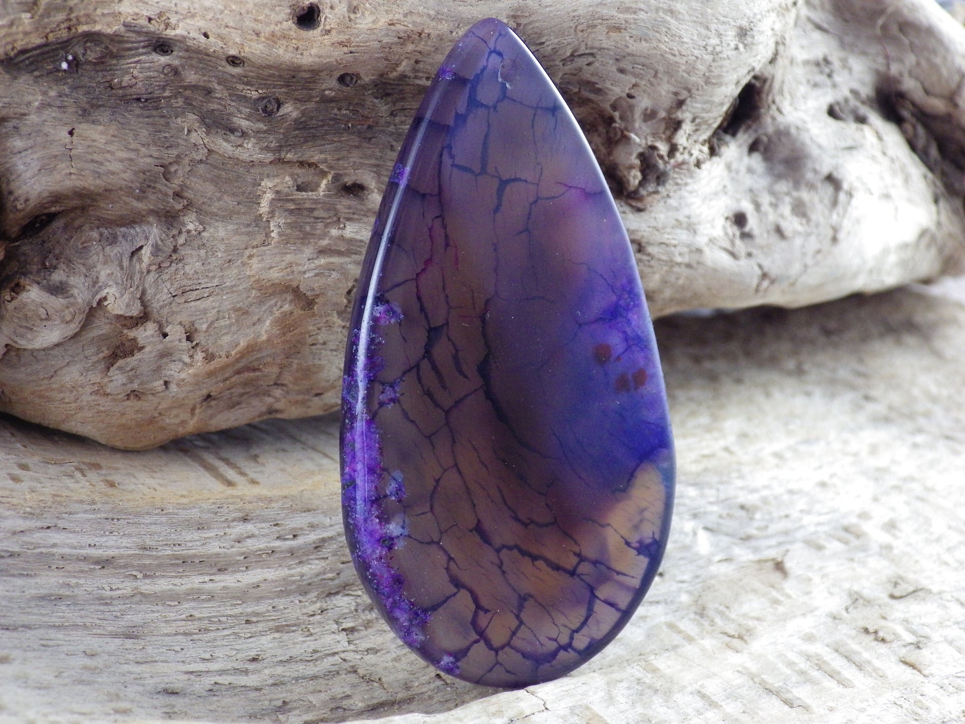 Purple Dragon's Vein Agate Druzy Geode Pendant, 62x35mm, Top Drilled Teardrop, Semi Precious Gemstone, Jewellery Making Supplies L5