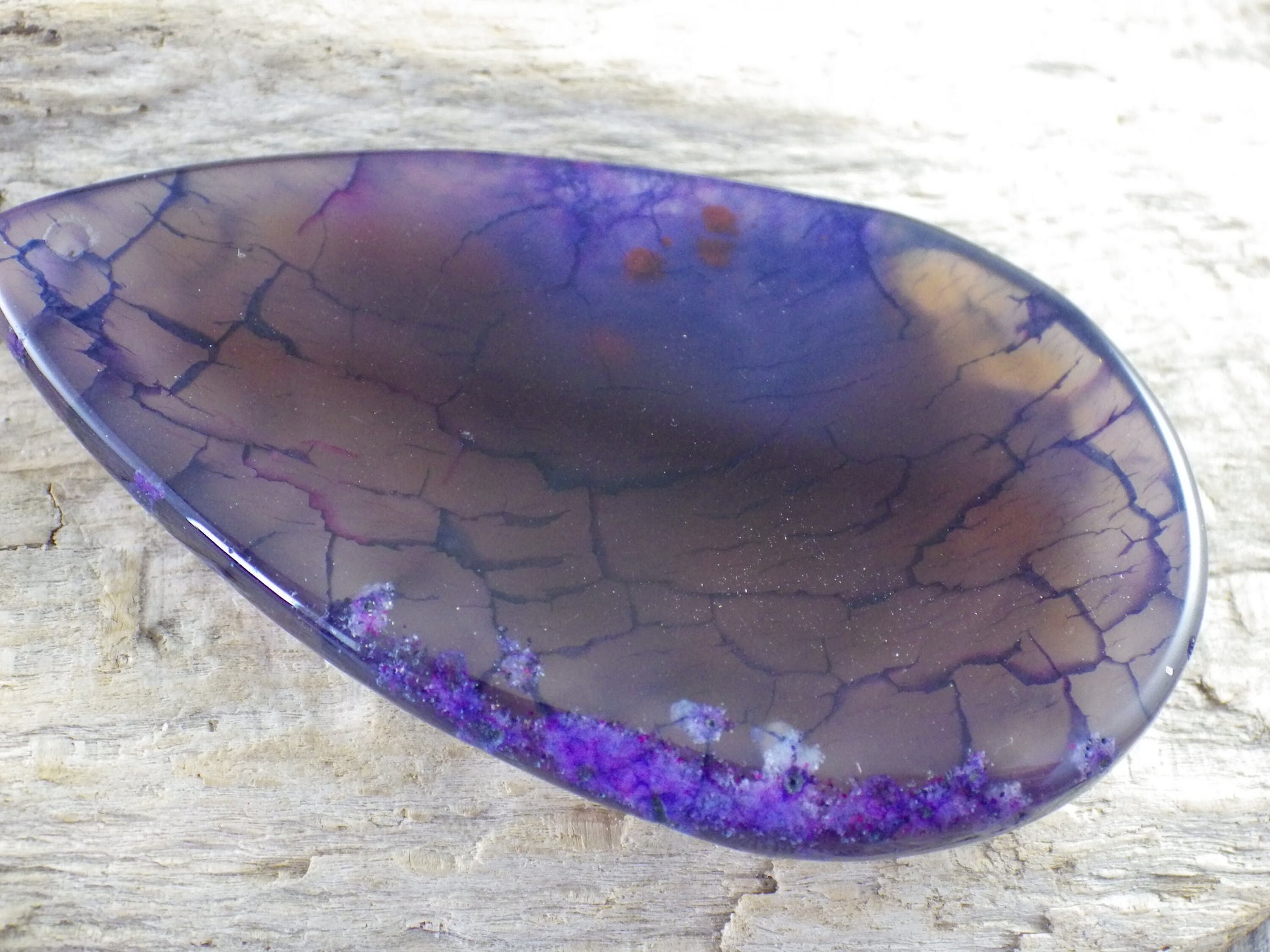 Purple Dragon's Vein Agate Druzy Geode Pendant, 62x35mm, Top Drilled Teardrop, Semi Precious Gemstone, Jewellery Making Supplies L5