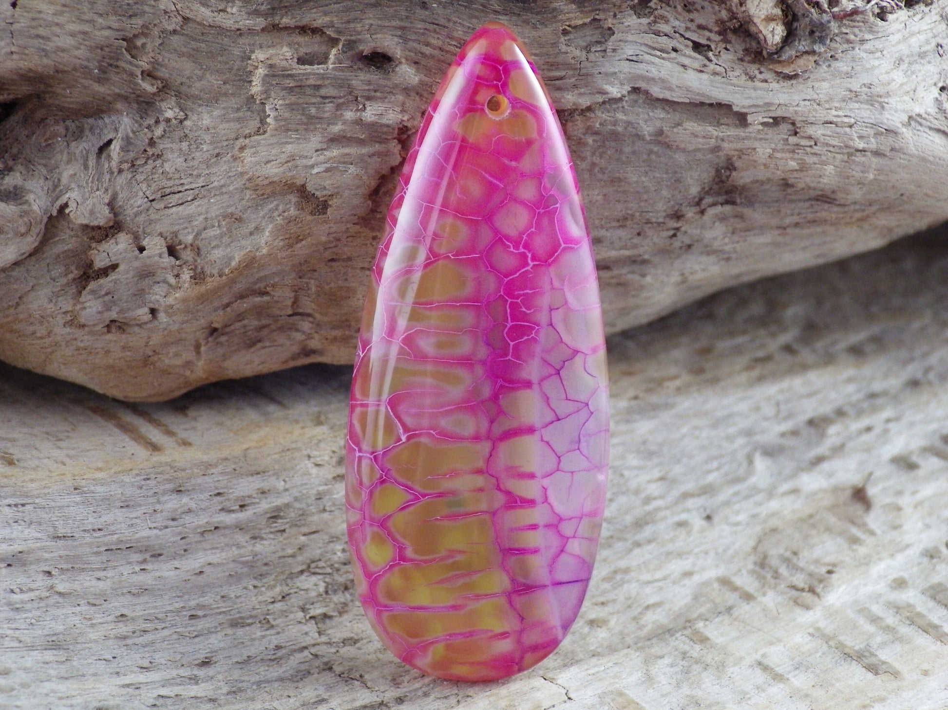 Pink Dragons Vein Agate Teardrop Pendant, 50x20mm, Semi Precious Gemstone, Loose Designers Stone, Jewellery Making Supplies L4
