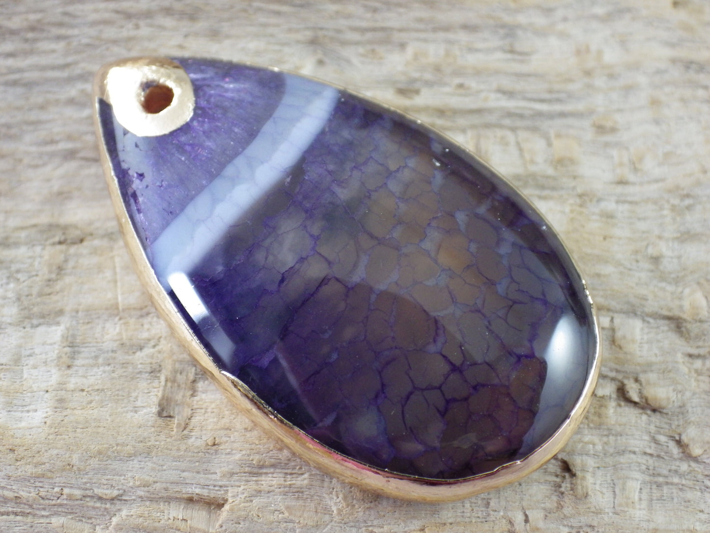Dragons Vein Fire Agate Teardrop Pendant, 41x23mm Semi Precious Gemstone, Flat Backed Top Drilled Stone, Jewelry Making Supplies, UK H5