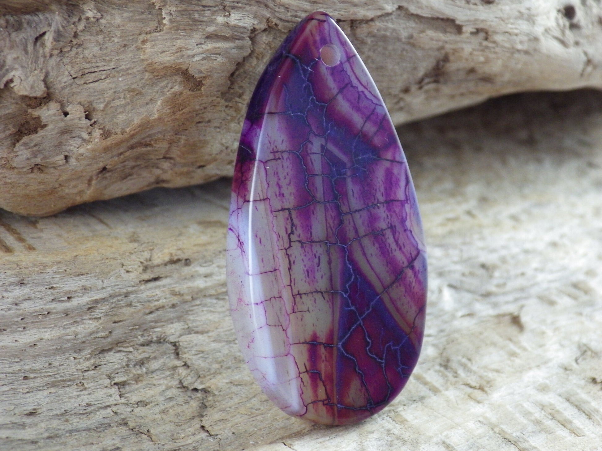 Dragons Vein Agate Pendant 43x22mm, Semi Precious Gemstone, Flat Backed Teardrop, Designer Focal, Jewellery Making Supplies, UK Seller L4