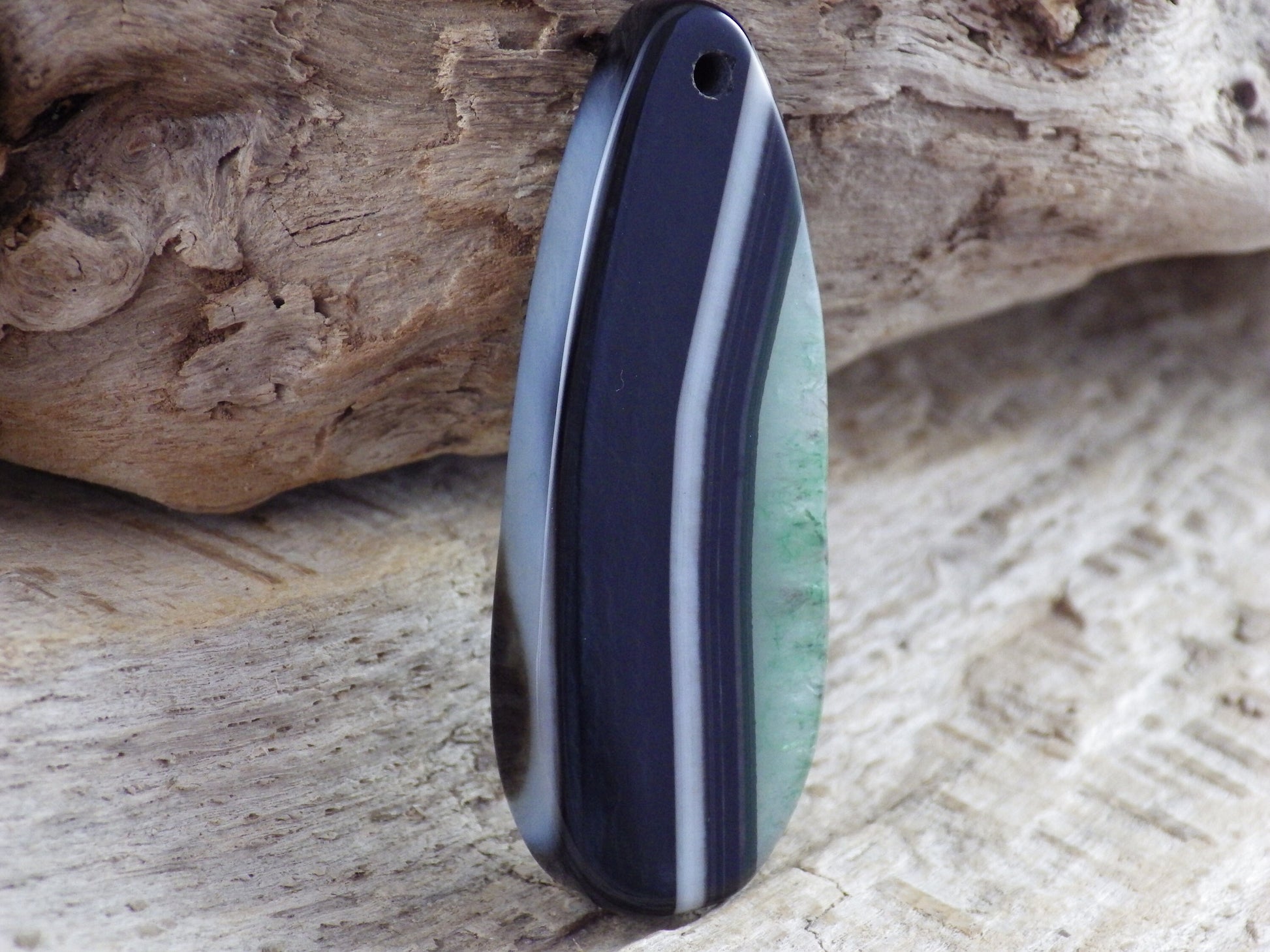 Green Agate & Druzy Quartz Geode Pendant 50x20mm, Semi Precious Gemstone, Flat Back Teardrop Designer Loose Stone, Jewelry Making G5