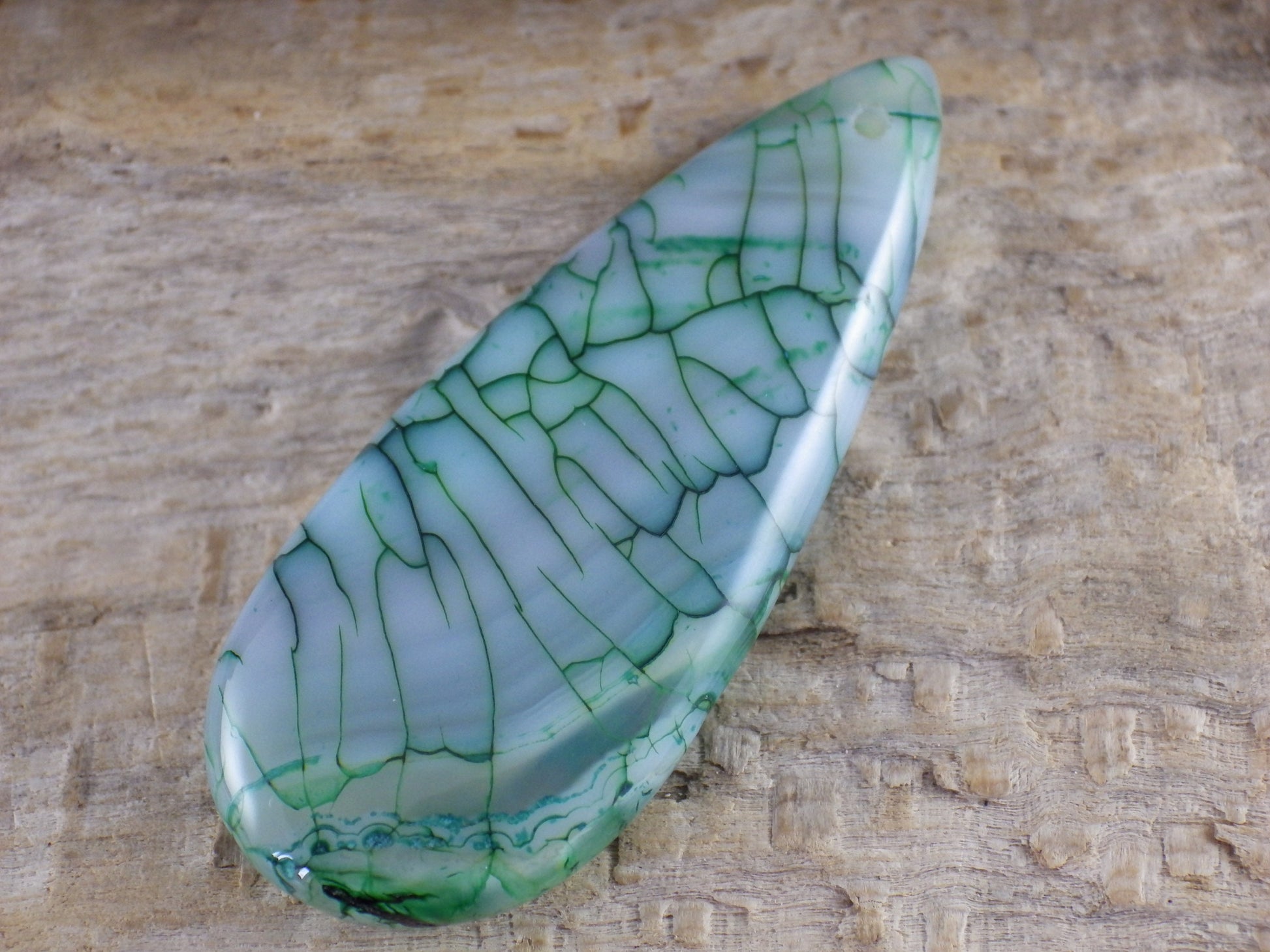 Dragons Vein Agate Pendant 49x20mm, Semi Precious Gemstone, Flat Backed Teardrop, Designer's Loose Stone #04