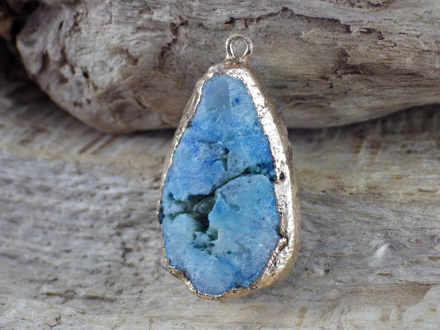 Druzy Quartz Geode Crystal Teardrop Pendant, 38x23mm Semi Precious Gemstone, Focal Bead Loose Stone, Jewelry Making Supplies, UK T2