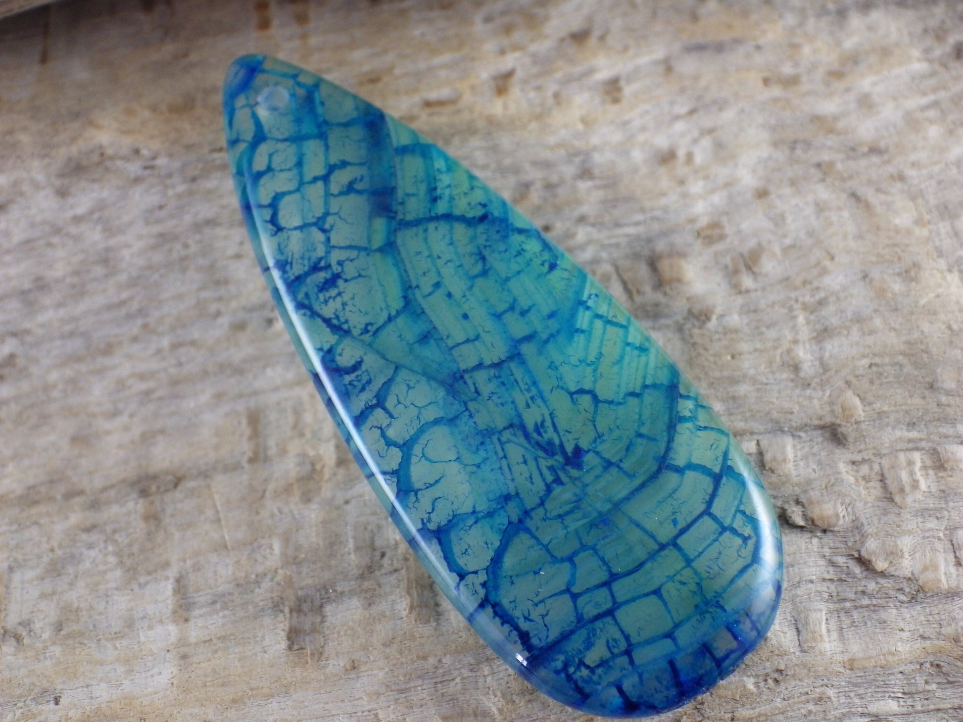 Green & Blue Dragons Vein Fire Agate Pendant, 50x20mm, Teardrop Flat Back Stone Pendant, Semi Precious Gemstone, Focal Pendant, L6