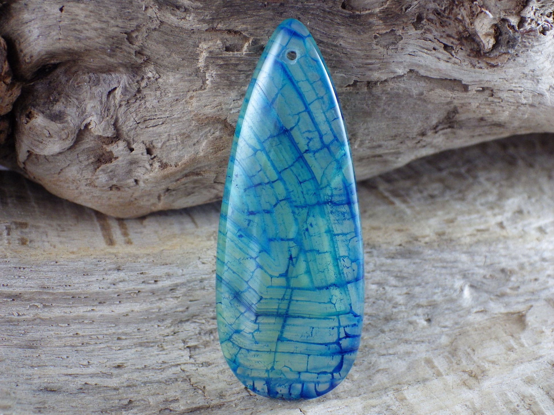 Green & Blue Dragons Vein Fire Agate Pendant, 50x20mm, Teardrop Flat Back Stone Pendant, Semi Precious Gemstone, Focal Pendant, L6