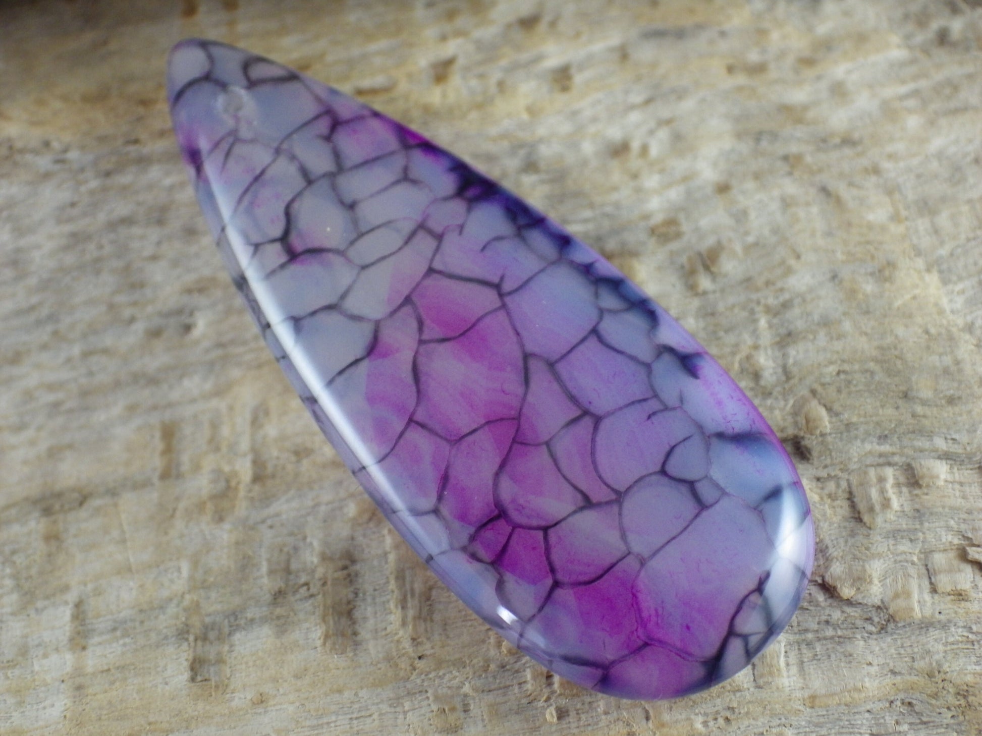 Dragons Vein Agate Semi Precious Gemstone Pendant 48x20mm, Top Drilled Teardrop Loose Stone, Focal Bead, Jewellery Making Supplies UK, N5