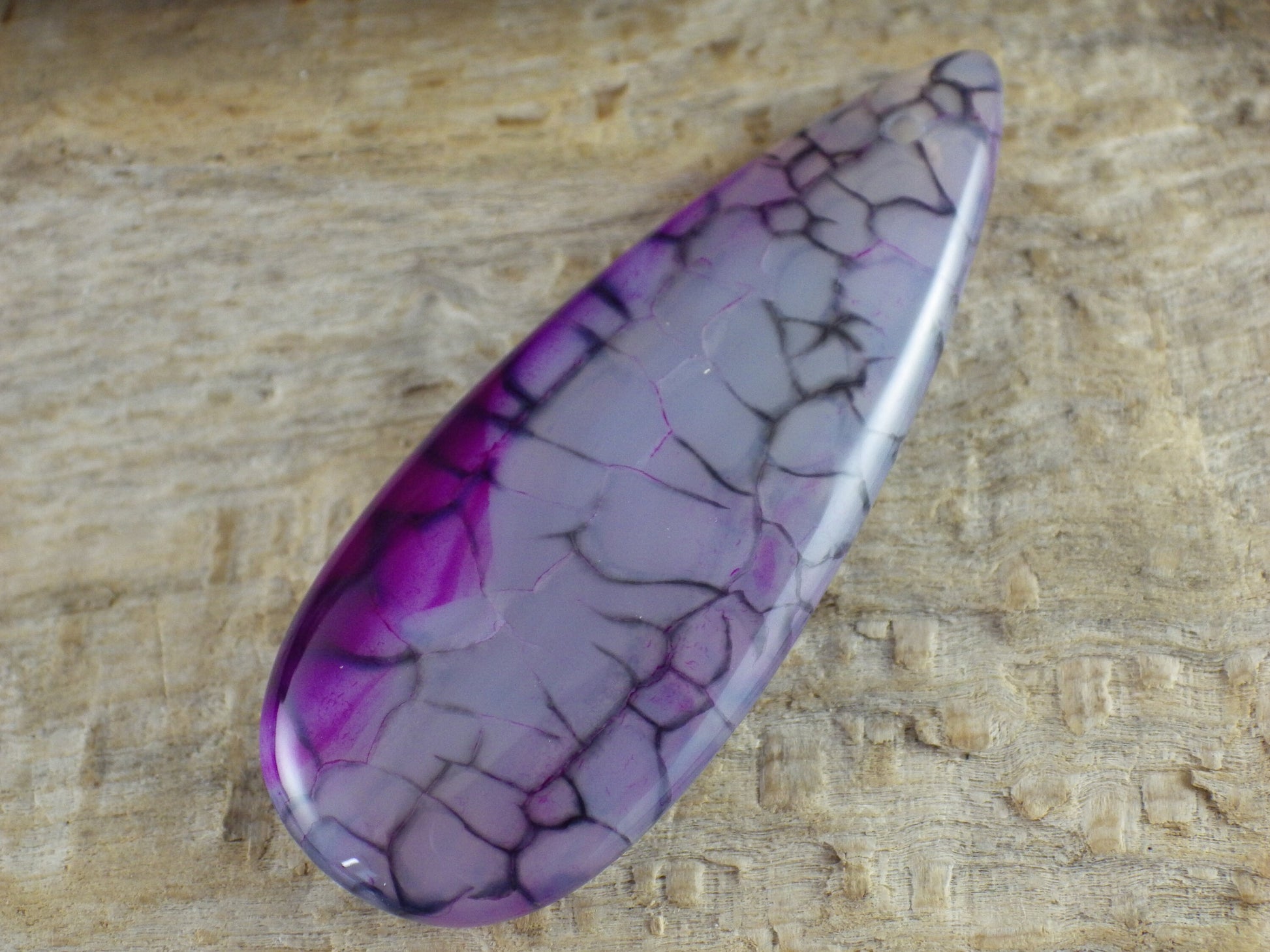 Dragons Vein Agate Semi Precious Gemstone Pendant 48x20mm, Top Drilled Teardrop Loose Stone, Focal Bead, Jewellery Making Supplies UK, N5
