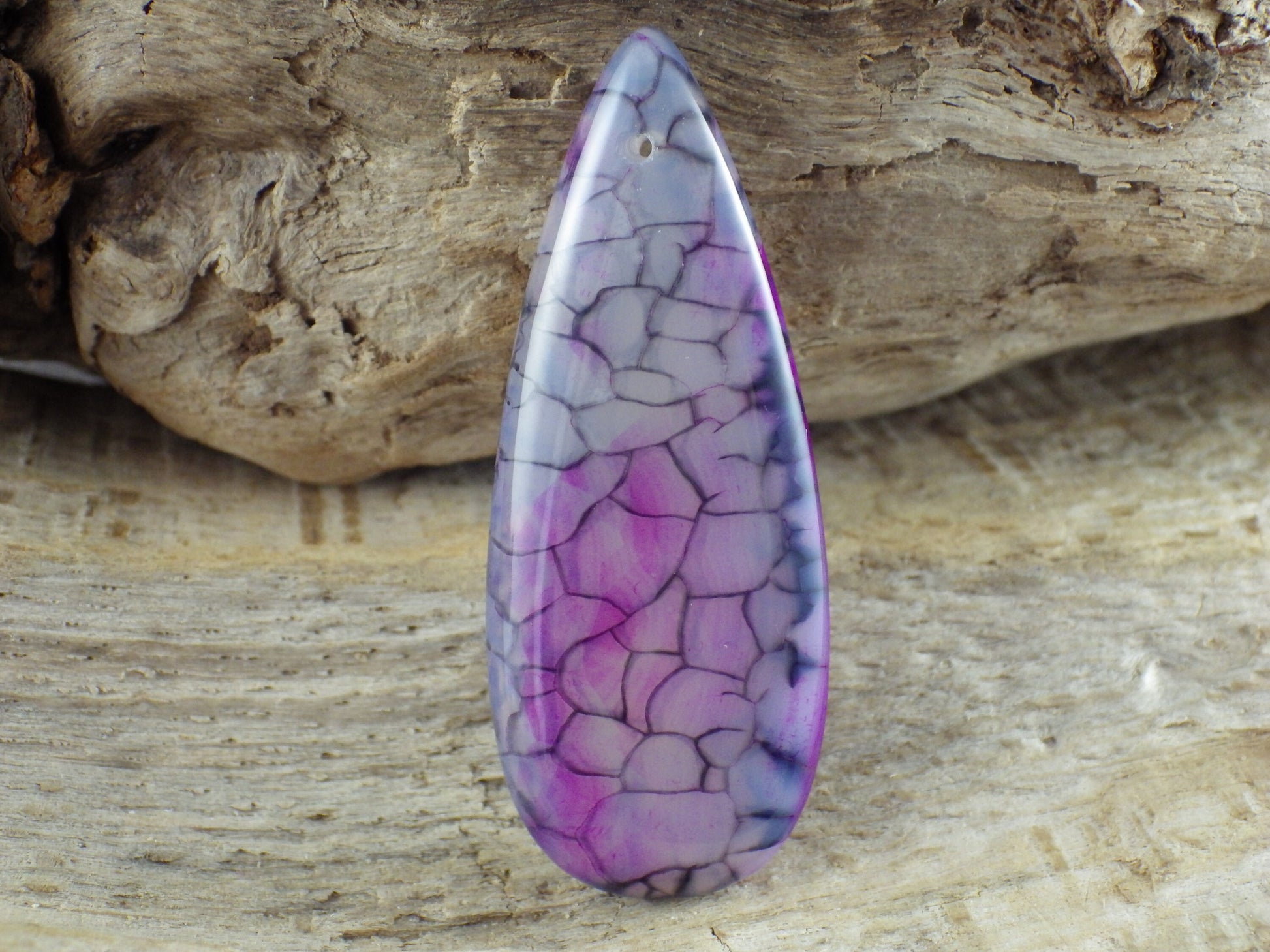 Dragons Vein Agate Semi Precious Gemstone Pendant 48x20mm, Top Drilled Teardrop Loose Stone, Focal Bead, Jewellery Making Supplies UK, N5