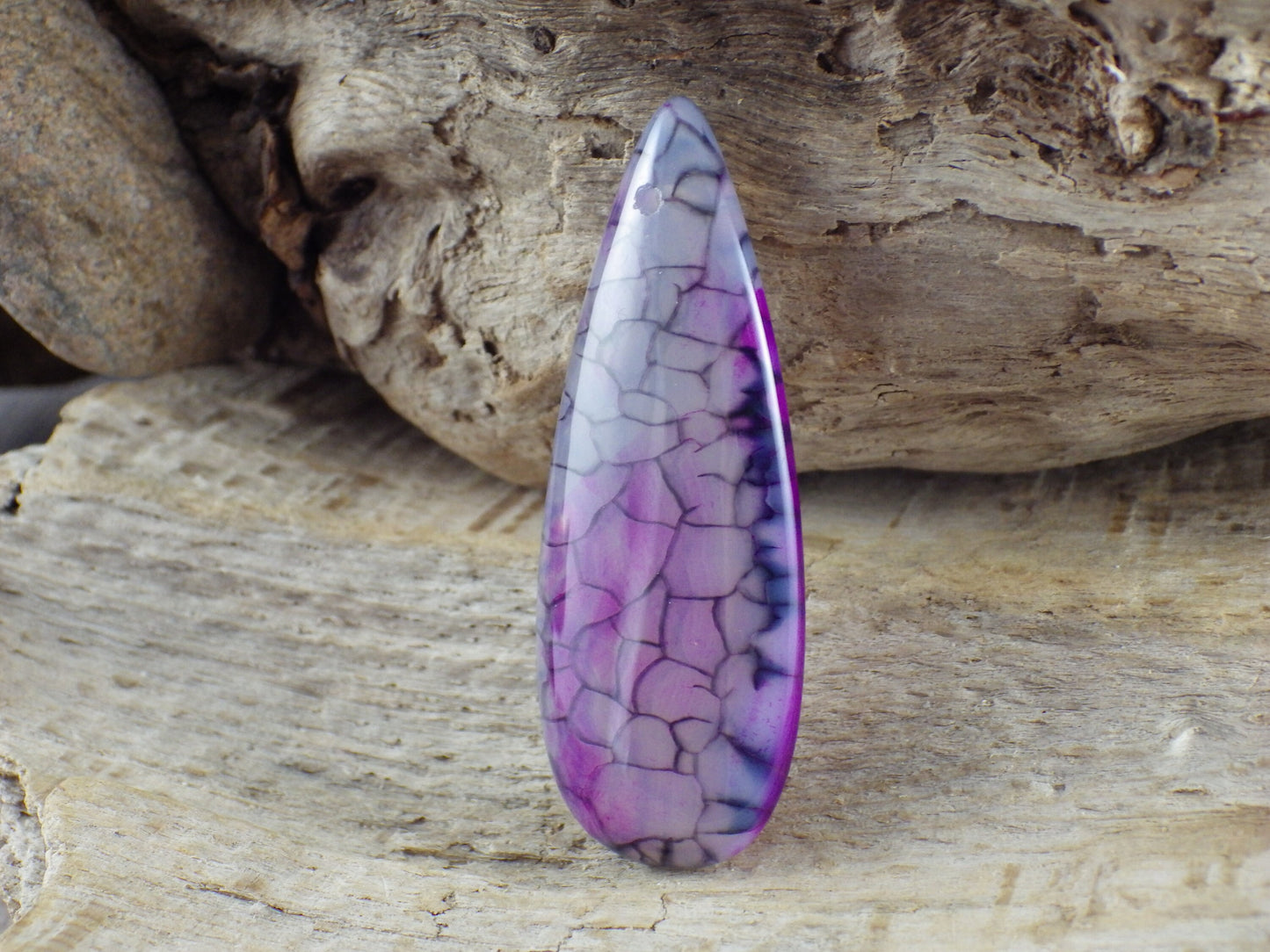 Dragons Vein Agate Semi Precious Gemstone Pendant 48x20mm, Top Drilled Teardrop Loose Stone, Focal Bead, Jewellery Making Supplies UK, N5