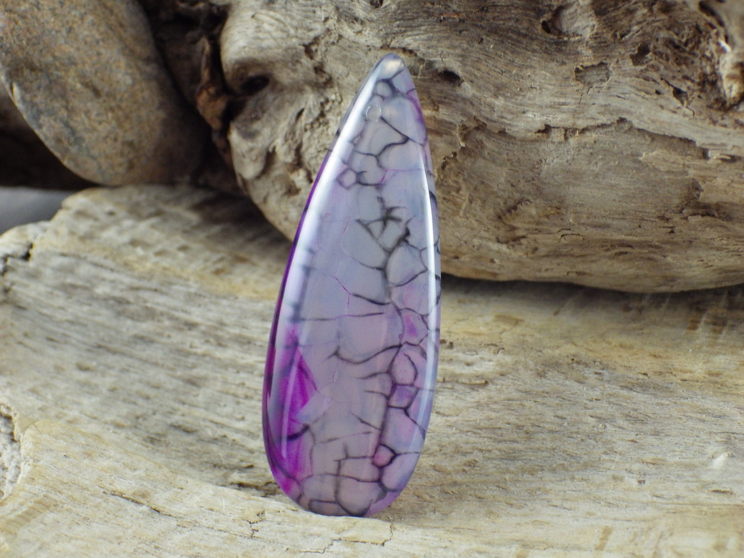 Dragons Vein Agate Semi Precious Gemstone Pendant 48x20mm, Top Drilled Teardrop Loose Stone, Focal Bead, Jewellery Making Supplies UK, N5