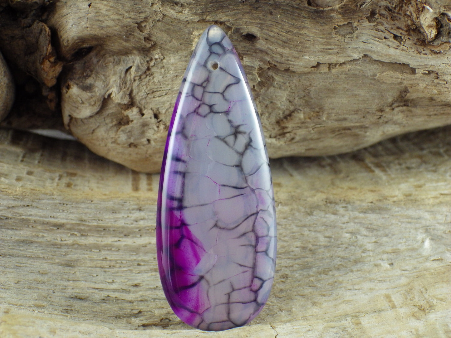 Dragons Vein Agate Semi Precious Gemstone Pendant 48x20mm, Top Drilled Teardrop Loose Stone, Focal Bead, Jewellery Making Supplies UK, N5